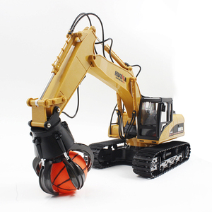 1:14 15CH RC合金グラブボール建設トラック玩具リモコン掘削機アーム回転ライト付き2.4GHz
