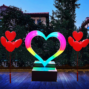 Anillo de Corazón gigante Motivo de luz RGB Cambio de color Led Flujo Marquee Paisaje Iluminación Corazón Arco Amor Modelo Lámparas