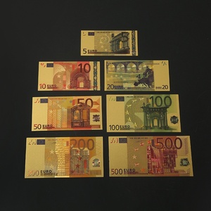 Bán Buôn Hai Mặt Lá Vàng Pet Euro Kỷ Niệm Tiền Giấy 7-Mảnh Thiết Lập của Euro Kỷ Niệm Tiền Xu Đảng Mới lạ - Product Image 2
