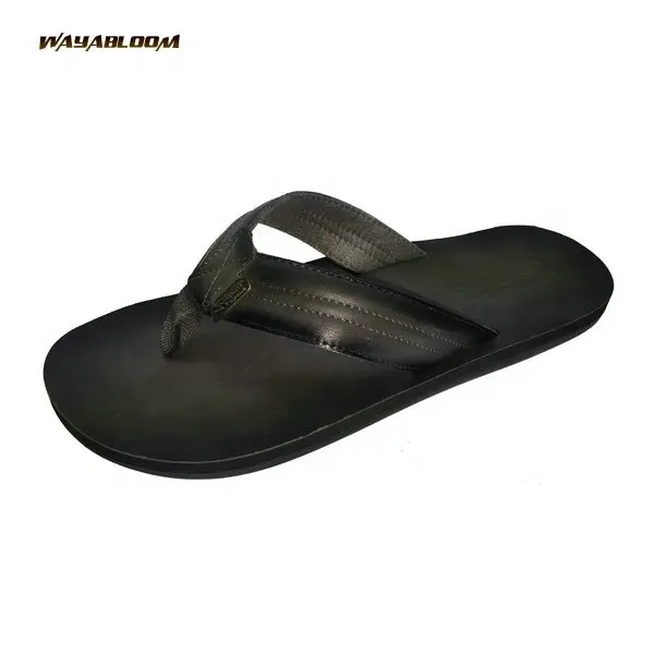 High quality men's slippers in PU leather chappal design flip flops slippers for men outdoor beach walking hiking sandals male