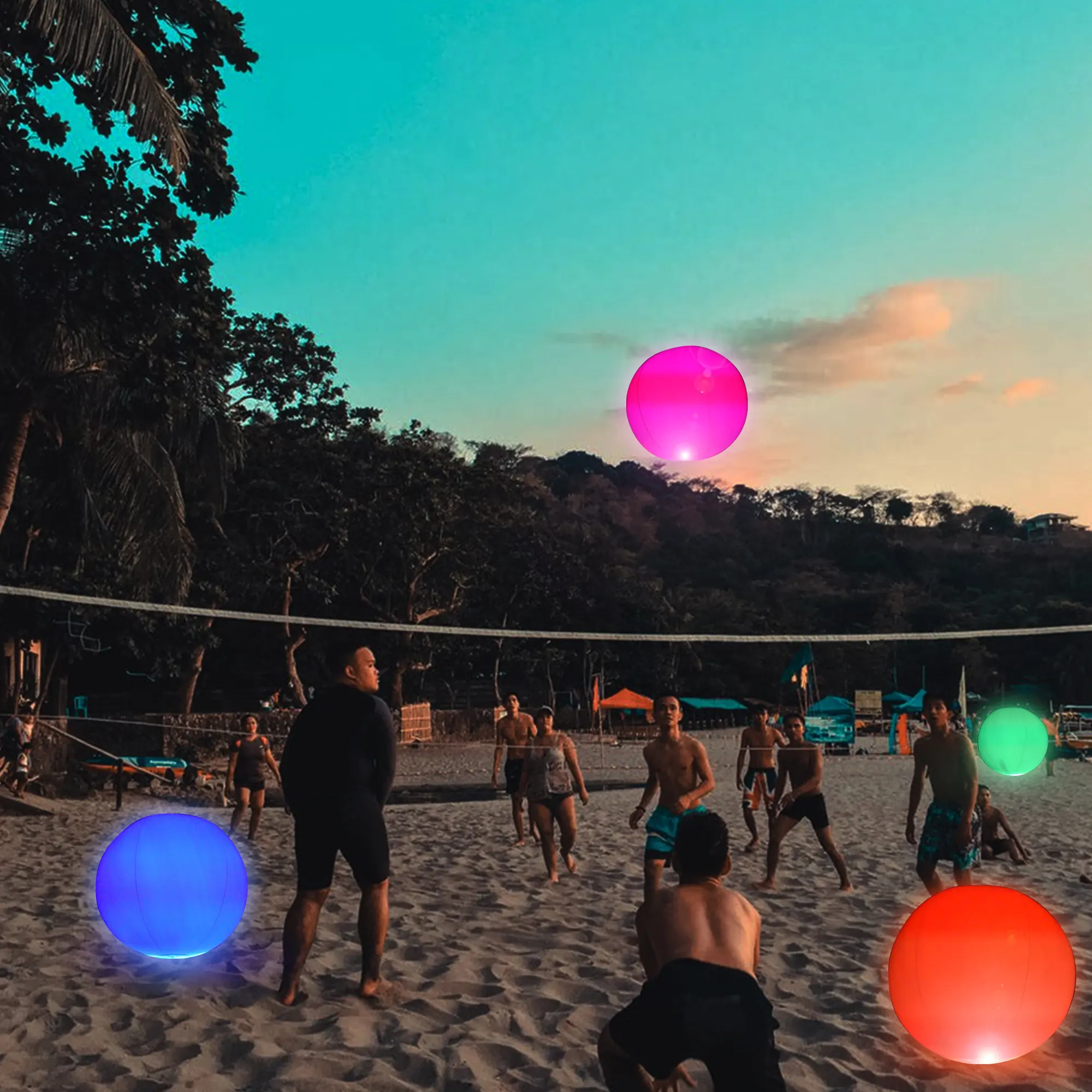 Neon-Glo Light Up Led Del Fumetto Del Pvc Sfera Gonfiabile Del Respingente All'aperto Sulla Spiaggia Grande Giocattolo Palla Bianca Per I Bambini