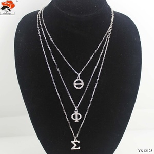 สร้อยคอสามชั้นเครื่องประดับ theta phi Sigma แบบกำหนดเองสร้อยคอโซ่แบบ3เส้น - Product Image 1