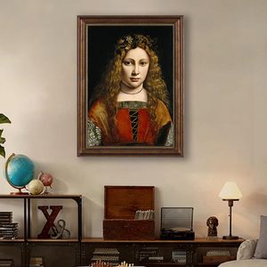 Châu Âu cổ điển Phục Hưng người phụ nữ trang trí công phu Chân Dung <span class=keywords><strong>Davinci</strong></span> Tranh sơn dầu thủ công - Product Image 4