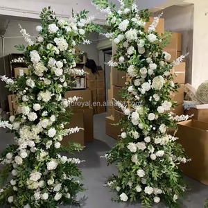 Wholesale Artificial Flower Horn Arch Backdrop White Wedding Arch Flowers <strong>Arrangemnt</strong> Silk Flower Arch