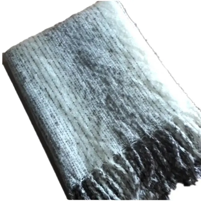 100% acrylic faux mohair reversible check two side using cardigan sofa throw blanket