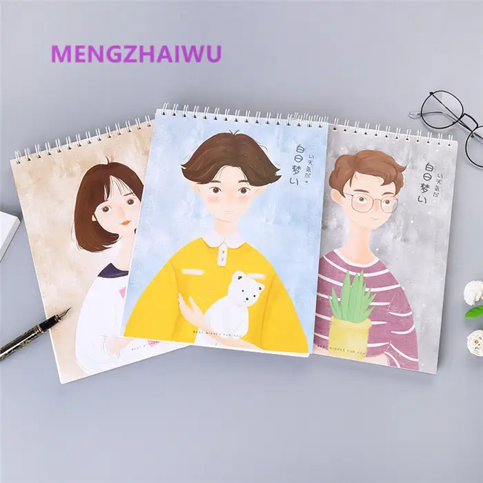 Proveedores de papelería coreanos para dibujar, cuaderno en espiral Simple, al por mayor, dibujo de grafiti, boceto, A4