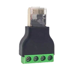 Ventas de fábrica Ethernet RJ45 8P8C Enchufe macho a convertidor de adaptador de terminal de tornillo de 4 pines RJ45 a 485 Terminal-Accesorios de conector - Product Image 1