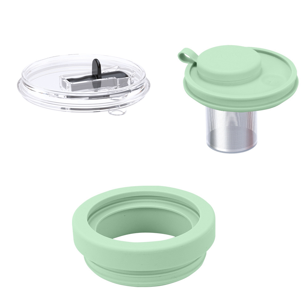 Ensemble paille + entonnoir à café + couvercle de tasse - vert