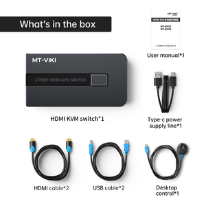 Conmutador KVM HDMI 4K 30Hz 2 puertos + 2 cables, 2 ordenadores, 2 monitores, 2 puertos, conmutador KVM HDMI 2 entradas 1 salida con control de escritorio - Product Image 4