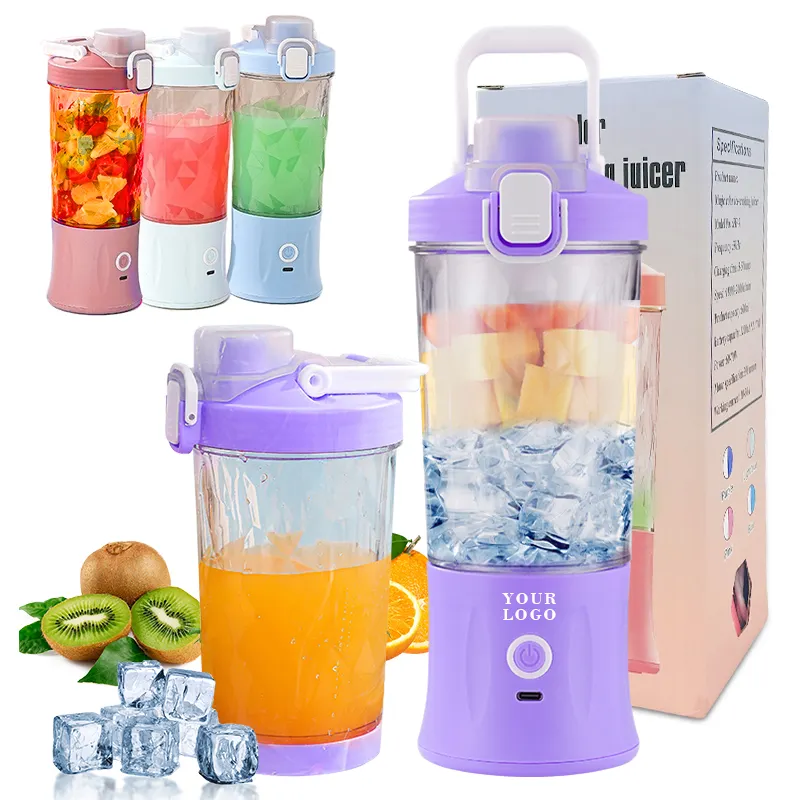 Spremiagrumi portatile bottiglia di succo fresco 600ml Wireless frutta mixer 6 lame cibo frappè ghiaccio tazza ricaricabile mini frullatore