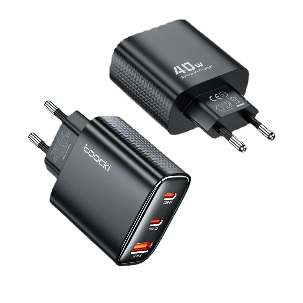 Toocki OEM/ODM 40W Multi-Port PD Chargeur-Charge rapide pour téléphone, ordinateur portable, tablette-Chargeur mural USB