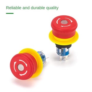 Interruttore a pulsante rotante di arresto di emergenza illuminato rosso 220V luce a pulsante con cavo in plastica 3A Max. Corrente 1 no1nc combinazione 22mm - Product Image 4
