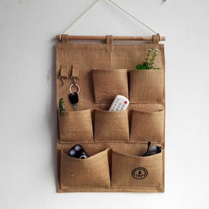 Trên Tường Cotton <span class=keywords><strong>Linen</strong></span> 3 Túi Phía Sau Cửa Treo Túi Biểu Tượng Tùy Chỉnh Treo Lưu Trữ Tổ Chức Cho Các Phụ Kiện Hàng Ngày - Product Image 5