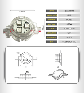 Top quality colore variabile led pixel 12v punto luce con IC 1903 programmazione WS2801 RGB modulo led pixel