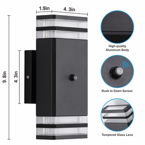 Đèn tường Cảm biến chuyển động Tự động cảm ứng bụi đến bình minh 3 chế độ chiếu sáng Đèn treo tường bằng kính chống nước ngoài trời cho ngoại thất - Product Image 4