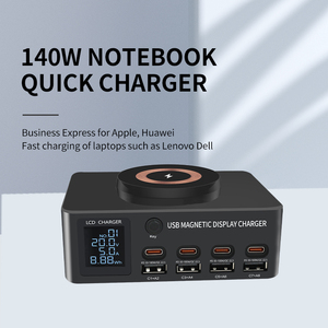 PD 140W Portable 15W Wireless Desktop Charger 8 Ports USB C 100W Charging Station <strong>Multi</strong> Function LED Display US <strong>EU</strong> UK AU <strong>Adapter</strong> - Product Image 2