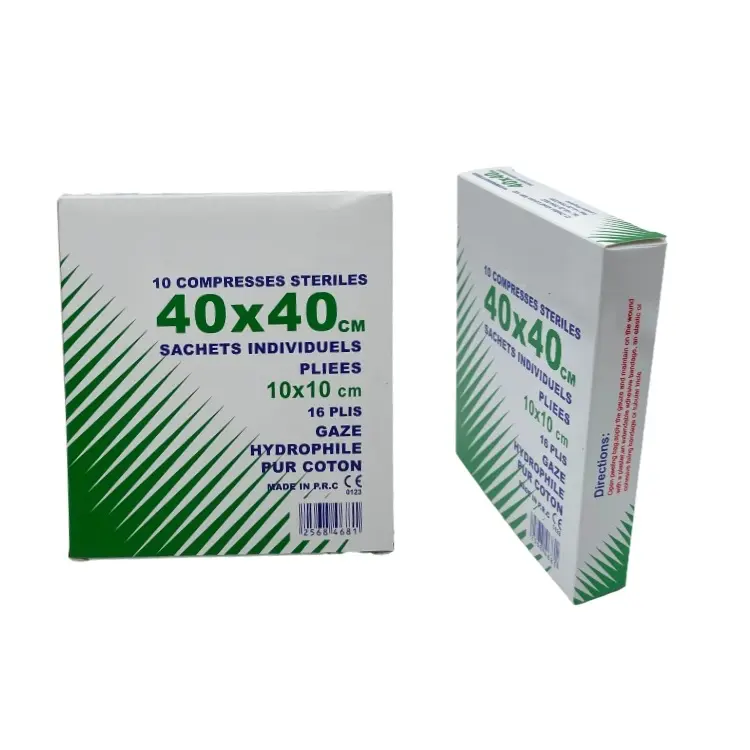 Hisopo de gasa estéril de alta calidad 10X10CM-16PLY 10 PCS/BOX