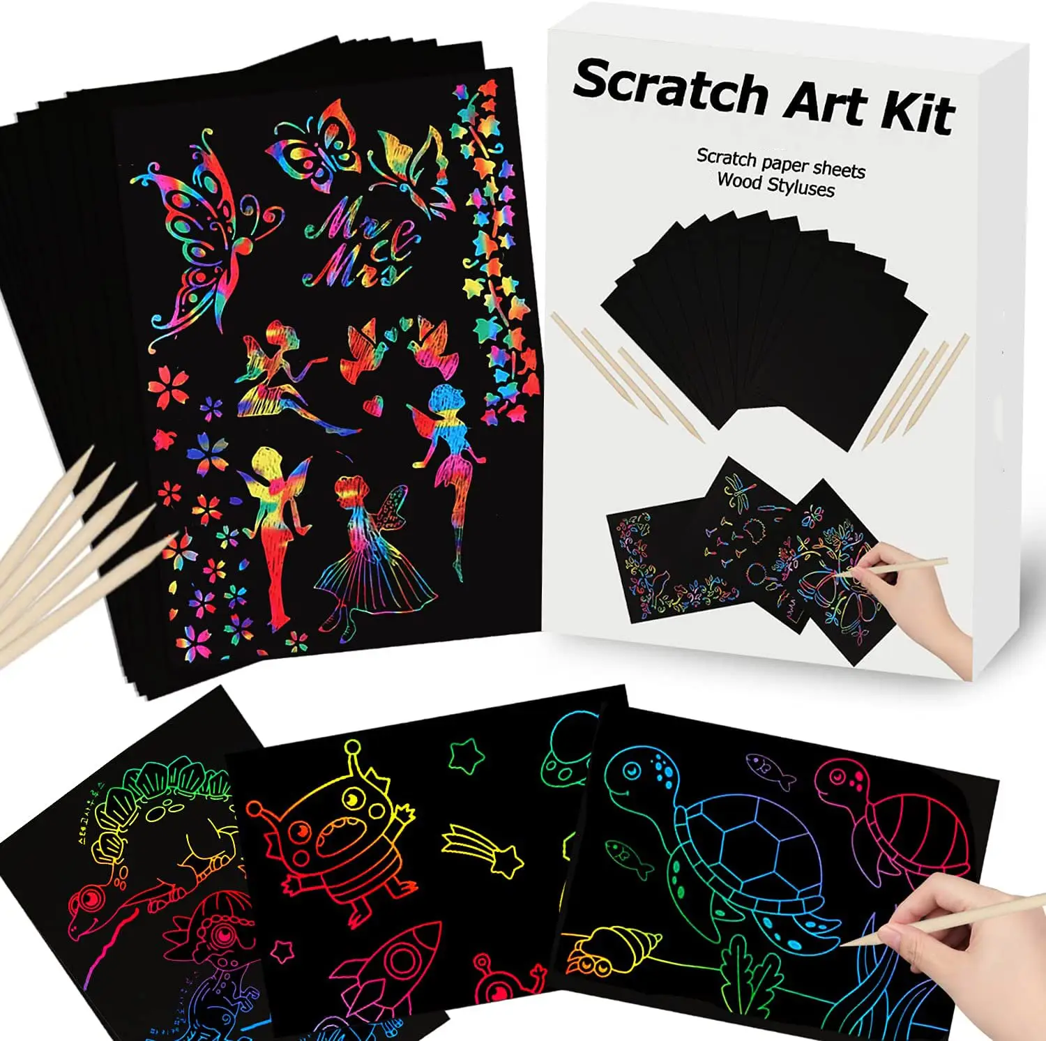 Bambini fai da te creativo colore Scratch pittura disegno personalizzato arcobaleno Magical Graffiti Scratch Paper Art Set per i bambini