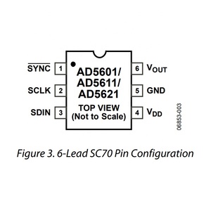 D5621AKSZ-500RL7 12-Bit Digital to Analog Converter IC DAC D3S SC-70-6 10us SPI 6LSB 2.7V~5.5V 12Bit buffered <strong>voltage</strong> <strong>output</strong> DAC