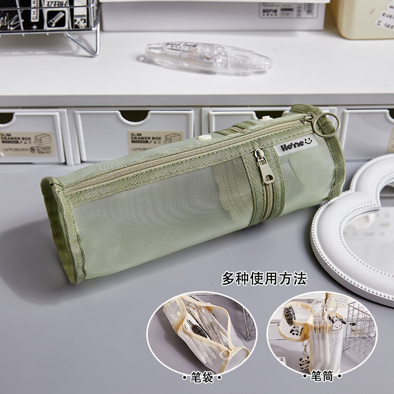 grass green mesh pencil case-45