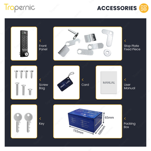 Tropernic钥匙码卡电子pin密码锁储物柜安全储物柜门密码锁橱柜凸轮储物柜锁 - Product Image 6