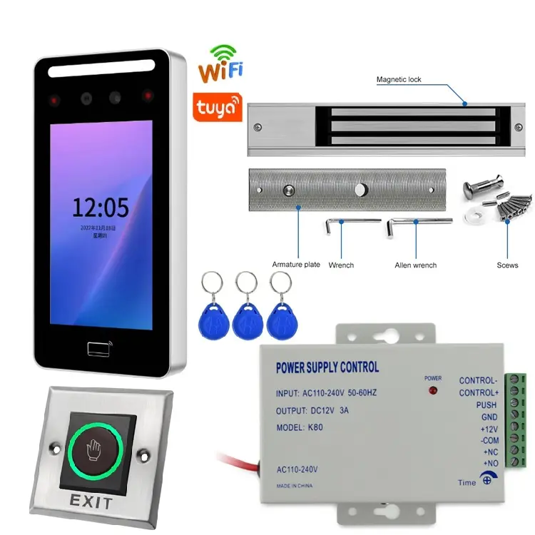 Sistema de Control de Acceso de puerta inteligente, sistema de seguridad con detección facial, reconocimiento automático, WIFI, App Tuya