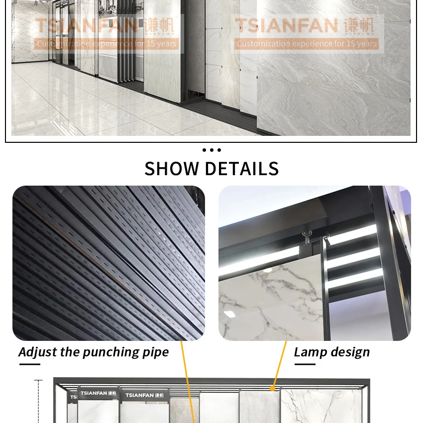 Factory Big Panel Push-Pull Ceramic Tile Display For Showroom Sintered Stone Sample Display Stand Marble Granite Sliding Rack