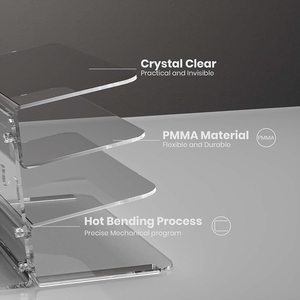 Space Saving Transparent 3-Layer Desktop <strong>Mouse</strong> Bevel Storage Rack Tray Acrylic <strong>Computer</strong> <strong>Keyboard</strong> Stand With <strong>Controller</strong> Holder - Product Image 4