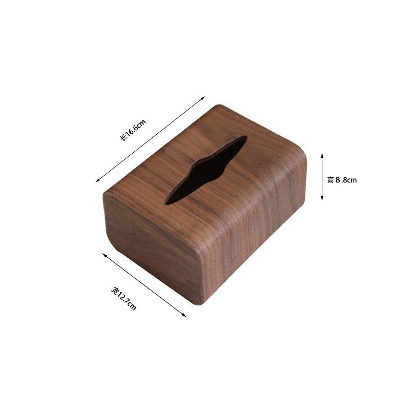 Caja de pañuelos de madera de nogal - 1