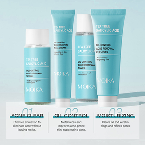 Private Label Tea Tree Salicylic Acid <strong>Skin</strong> <strong>Care</strong> Set Natural Cosmetic Oil Control Acne Removal Face <strong>Care</strong> Product <strong>4</strong>-Piece Set - Product Image 3