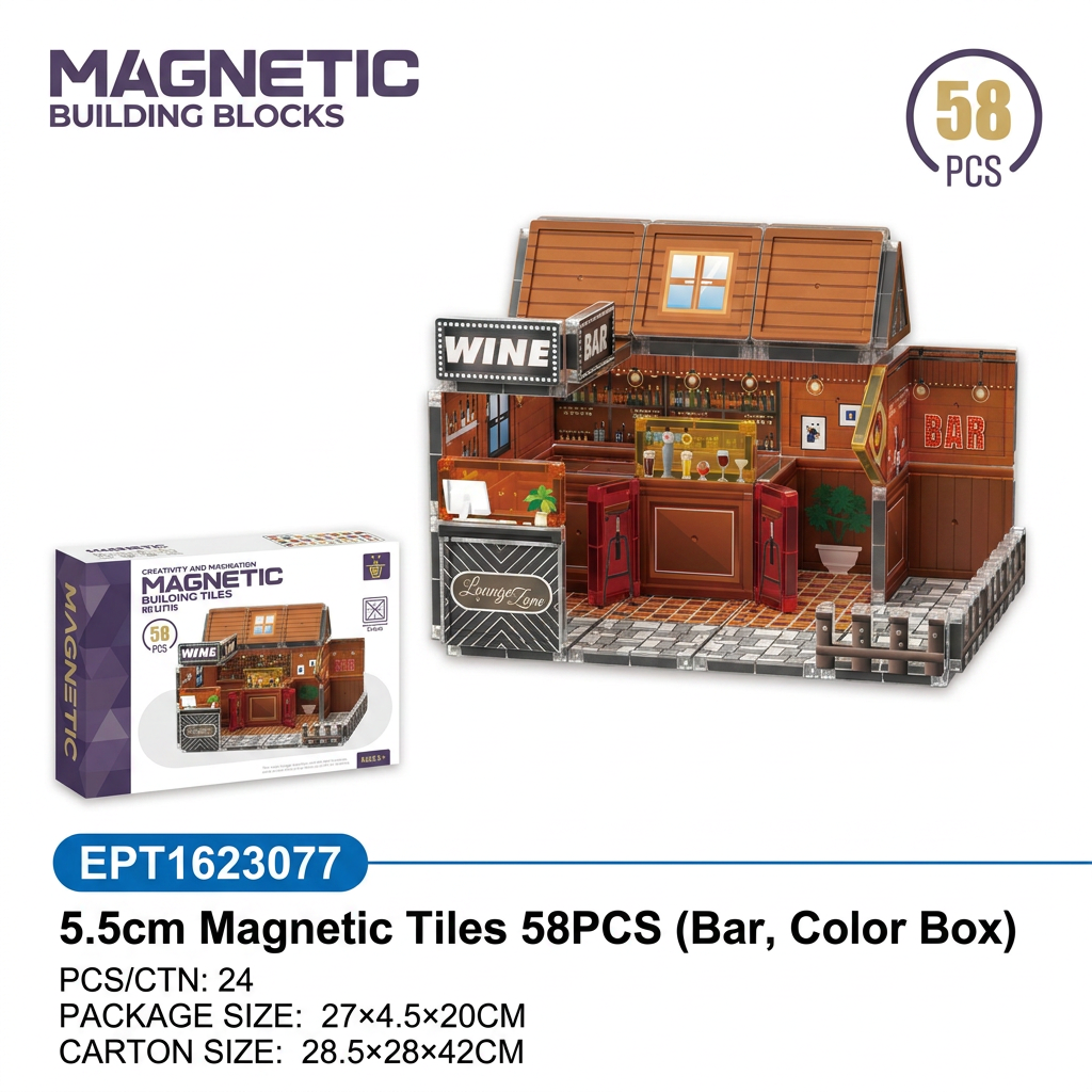 EPT1623077-5.5cm Baldosas Magnéticas 58 Piezas (Barra, Caja de Color)