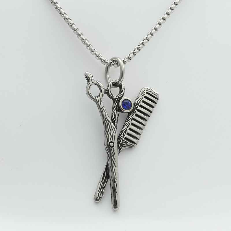 Blue diamond pendant with a 3.0*60cm square pearl chain