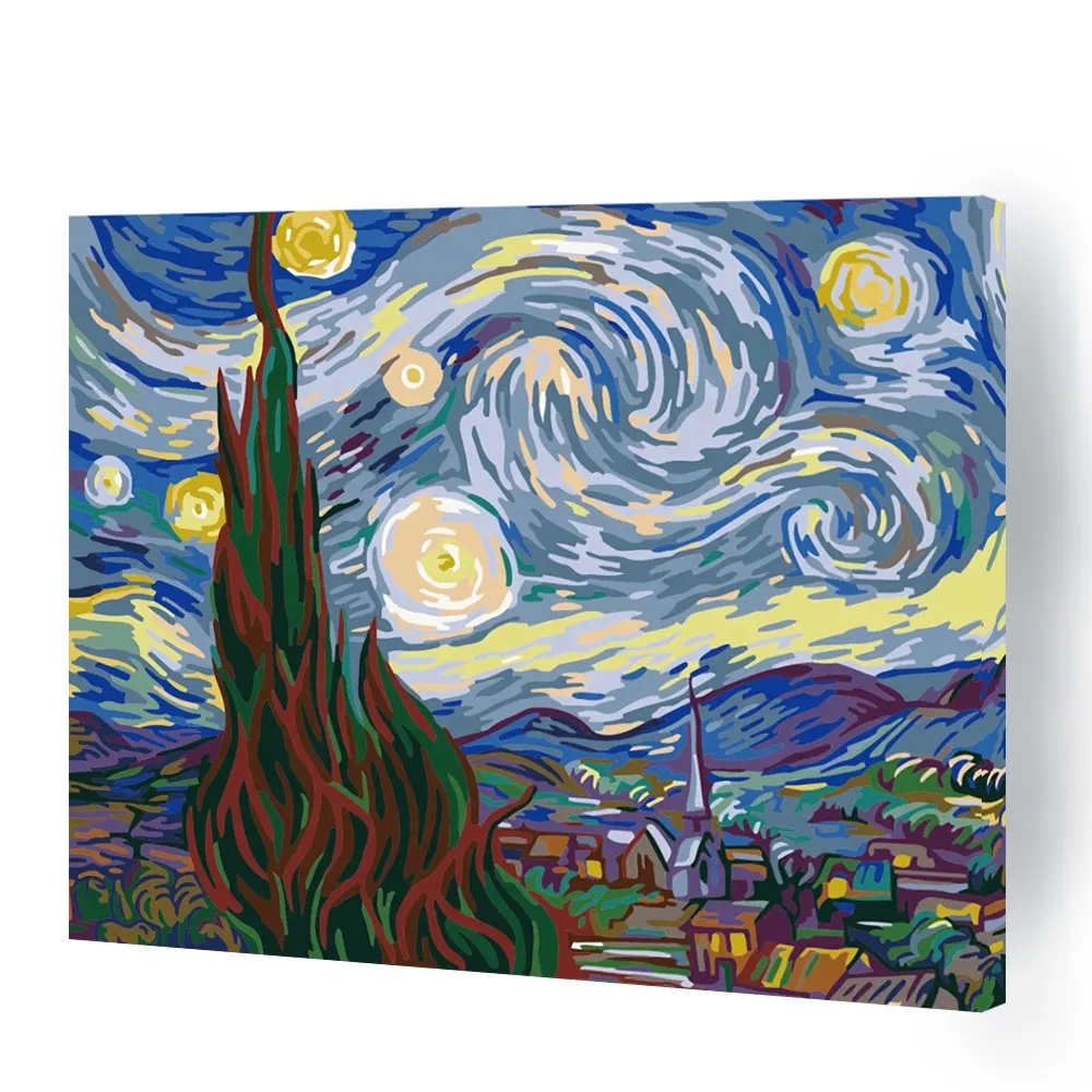 Orfon 590 reproducción decorativa moderna Diy pintura acrílica hecha a mano por números Van Gogh