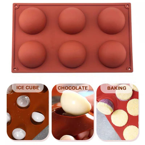 6 Holes Medium Semi Half <strong>Sphere</strong> Silicone Baking <strong>Mold</strong> for Making Hot Chocolate Bomb Cake Jelly Dome Mousse