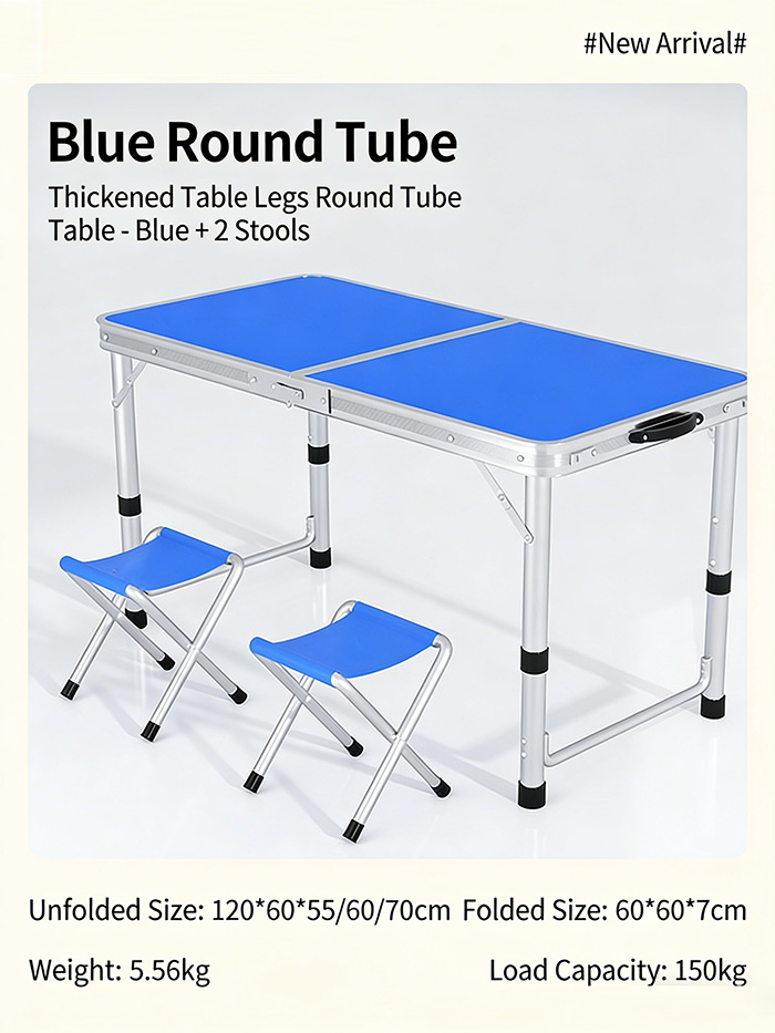 Pieds cylindriques bleus - 2 tabourets pliables