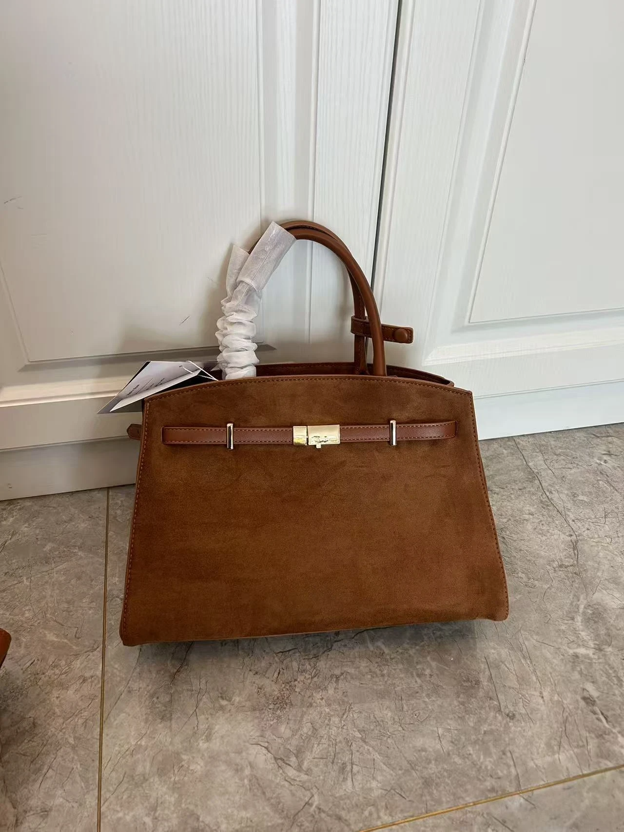 Brown suede material