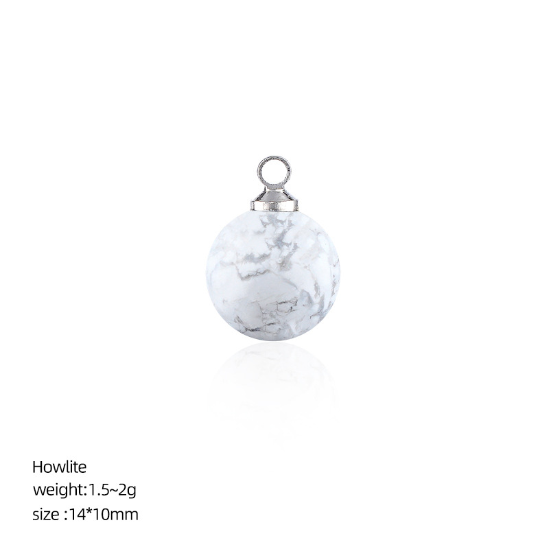 Pendentif rond 10mm turquoise blanc