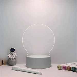 Dokunmatik sensör 3D LED yazı tahtası 7 renk değiştirme boş akrilik silinebilir not kurulu USB Led gece lambası siyah tabanı ile - Product Image 4