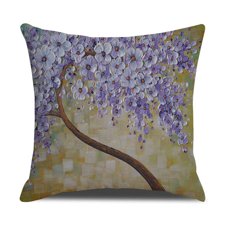 ins Nordic style oil painting tree print linen square pillow cover sofa bed cushion cover