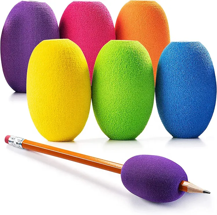 Customized EVA Foam Egg Pen-Pencil Grips for Kids and Adults Colorful, Cushioned Holders for Handwriting, Drawing, Coloring