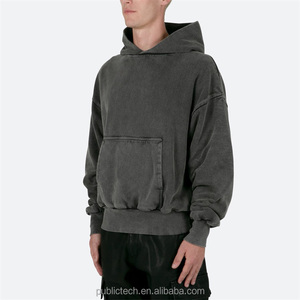 Custom Streetwear Ripped Hoodies Stone Acid Wash Double Layer Pocket Distressed Hoodie Heavy Weight Hoodies Unisex <strong>Bulk</strong> Men - Product Image 3