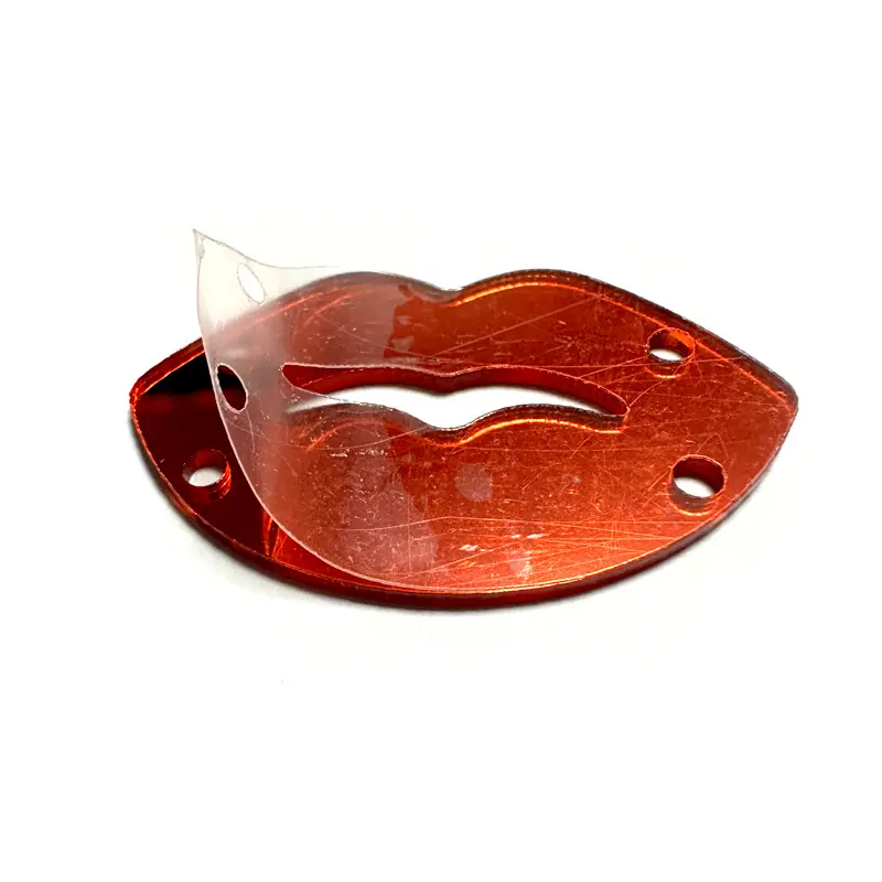 26*40mm specchio con labbro rosso con anello di metallo fatto a mano paillettes acrilico con orlo cavo da discoteca abito paillettes