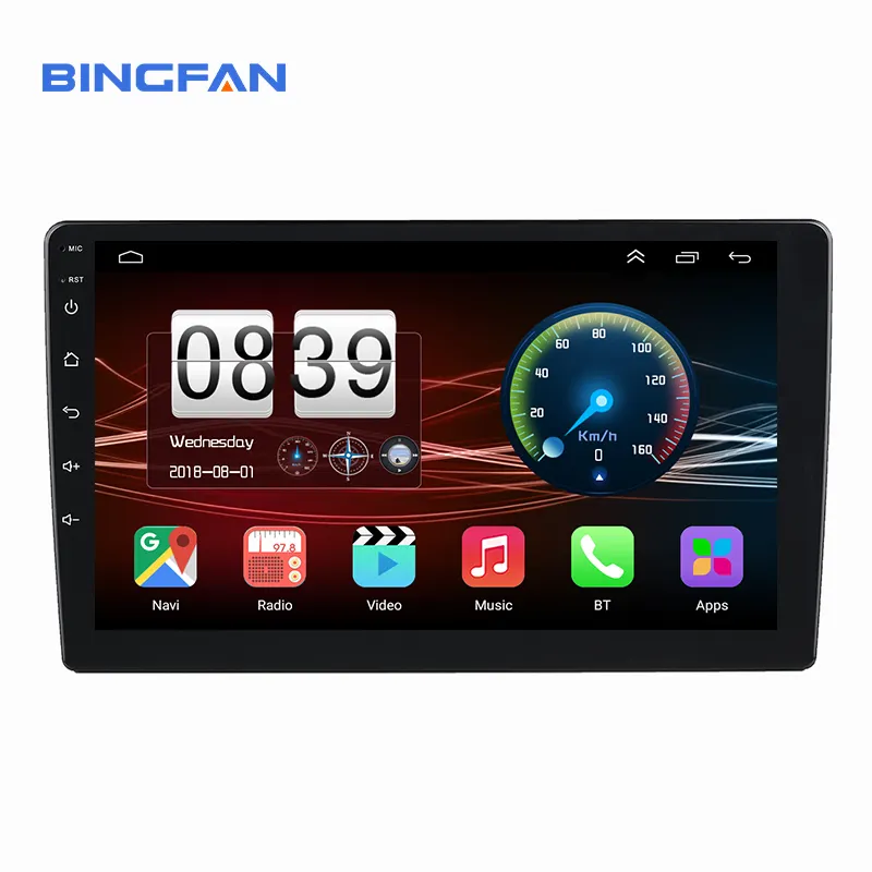 Bingfan 9 ''Android 10 dört çekirdekli 2 DIN araba radyo GPS navigasyon FM radyo multimedya BT ayna bağlantı direksiyon ile DVD OYNATICI