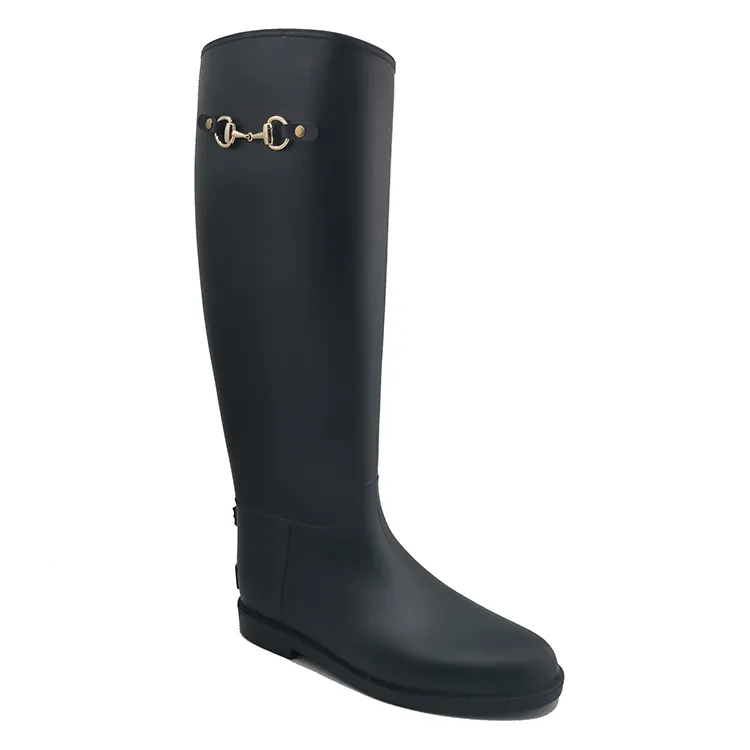 Fashion black boots women shoes winter knee high PVC upper rubber outsole winter rain boots ladies