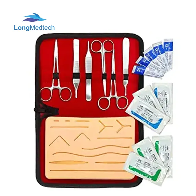 Kit de pratique chirurgicale complète de suture de point de sécurité pour les étudiants en médecine et en médecine vétérinaire-Outils réutilisables de simulation de peau en silicone