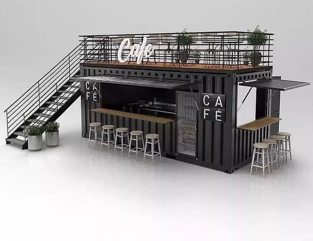 Contenitore di spedizione cafe bar design container ristorante fornito bellissimo modello di contenitore