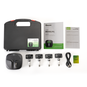 Gussin <span class=keywords><strong>Mobile</strong></span> App Programmierung TPMS Monitor Sensor 315 433MHz programmier bares System per Telefon 4 Stück und 1 Auslöser