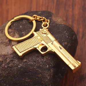 Chaveiro 3D promocional em forma de mini arma com logotipo personalizado, chaveiro de metal de luxo personalizado