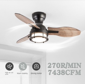 带灯遥控的小型吊扇黑色复古农家吊灯酒吧餐厅工业led吊扇 - Product Image 4