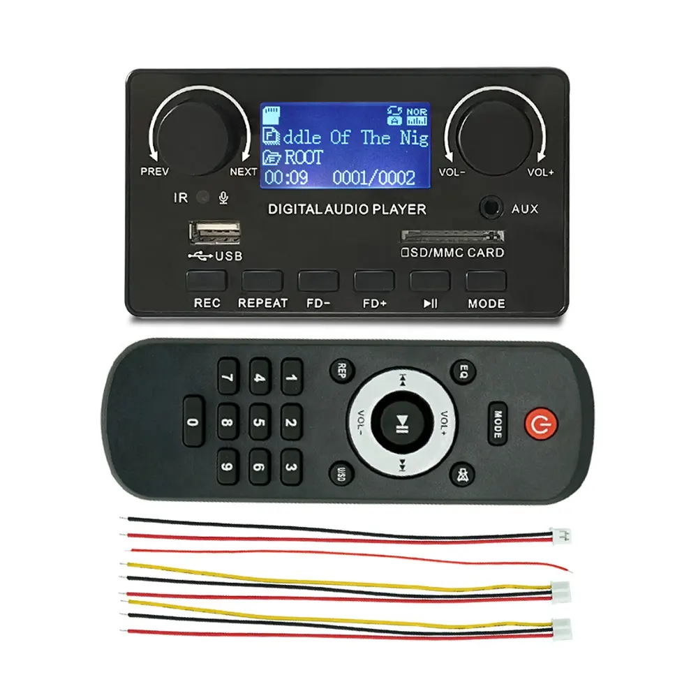 LCD Screen Display Wireless Car Audio Speaker Record MP3 Decoder Board Bluetooth MP3 Player Module 12V